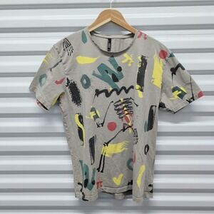 TR Premium T-Shirt Size XL Mens Tan All Over Graffiti Skeleton Print Streetwear